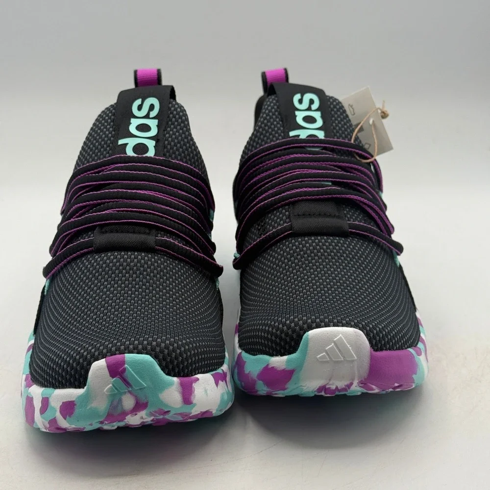 Adidas Lite Racer Adapt 7.0 K Shoes Kids Size 5 Black Purple Running JS2291